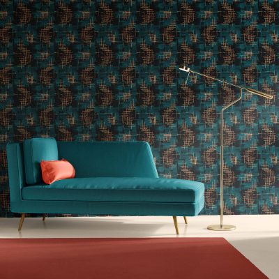 dark and moody statement wallpaper teal and black