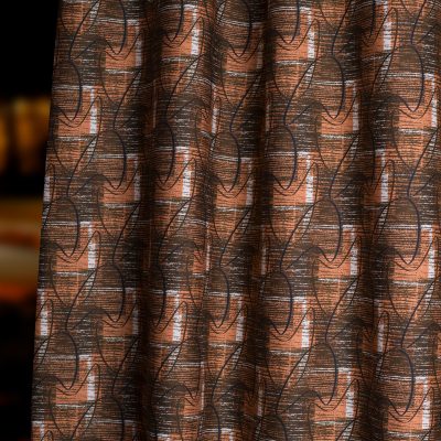 mid century orange and brown furnishing fabric